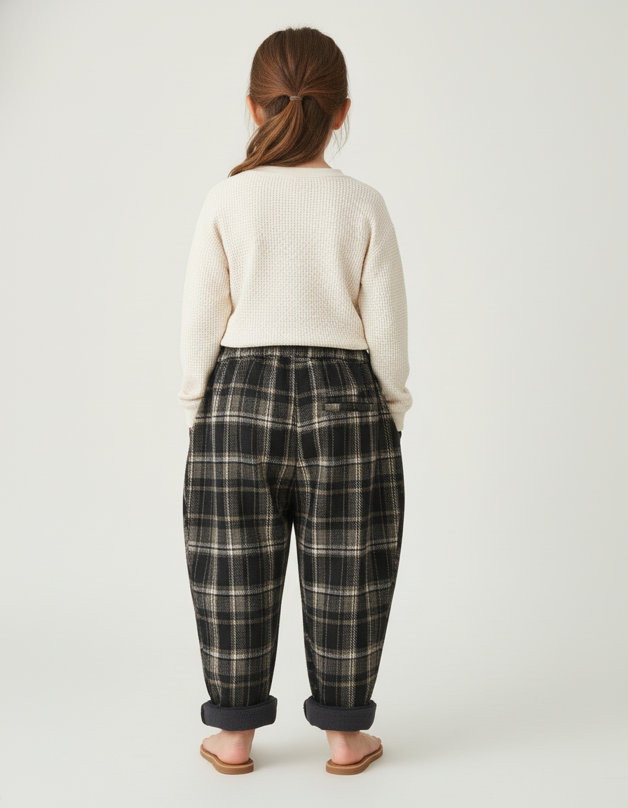 Pantalon Baggy Carreaux Écossais Chaud Hiver Enfant - Multicolore Tweed - vue 2