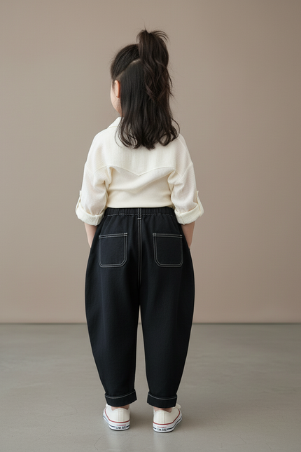 Pantalon Baggy Fille Noir Jogging Denim - Jean - vue 2