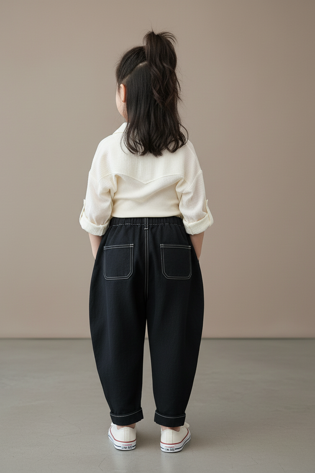 Pantalon Baggy Fille Noir Jogging Denim - Jean - vue 2