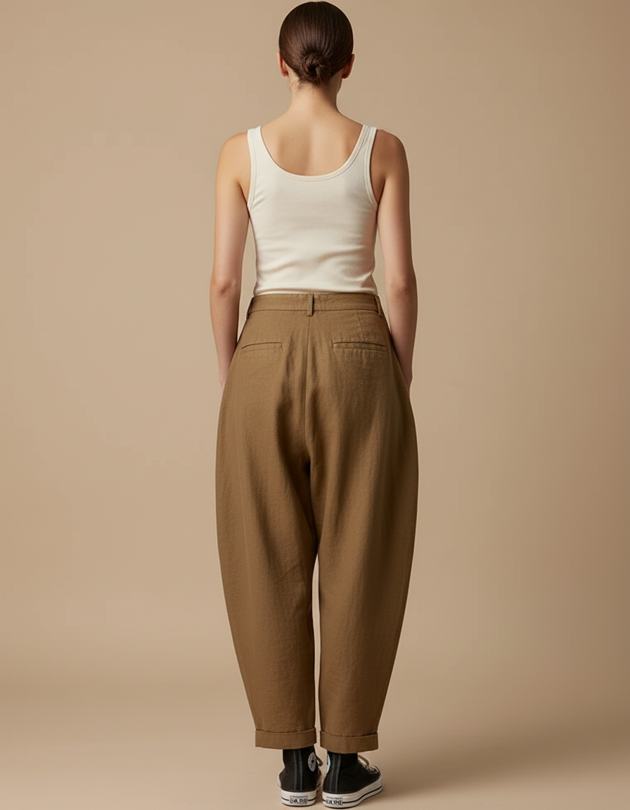 Pantalon Baggy Kaki Femme - Lin - vue 2