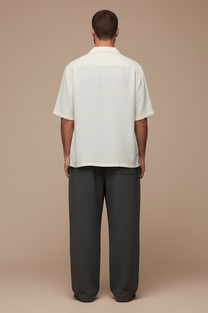 Pantalon Baggy Gris Foncé Ample Droit Cordon Décontracté - Molleton - vue 2