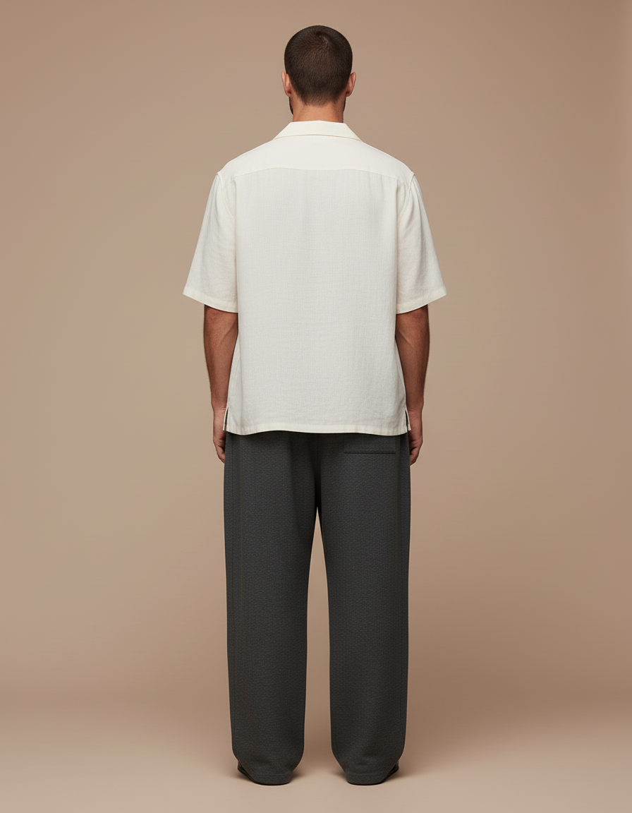 Pantalon Baggy Gris Foncé Ample Droit Cordon Décontracté - Molleton - vue 2