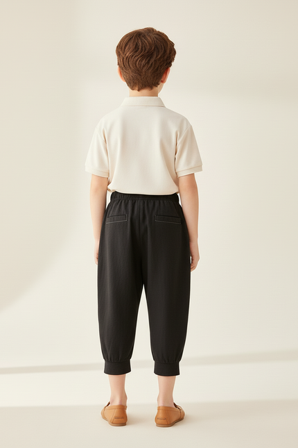 Pantalon Baggy Noir Coton Ample Décontracté Unisexe - vue 2