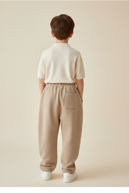 Pantalon Baggy Beige Coton Molletonné Ample Enfant - vue 2
