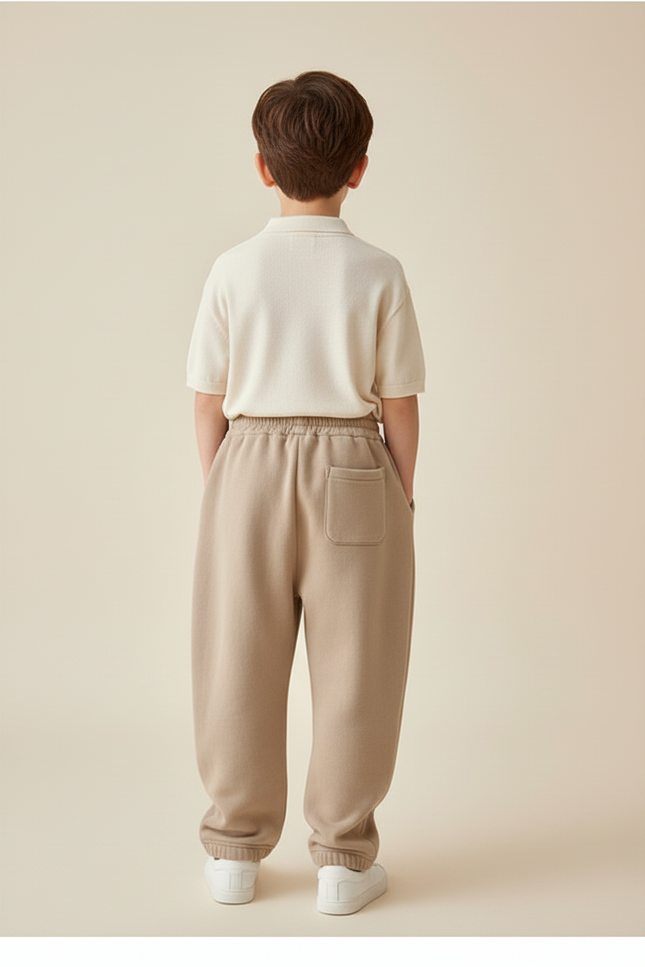 Pantalon Baggy Beige Coton Molletonné Ample Enfant - vue 2
