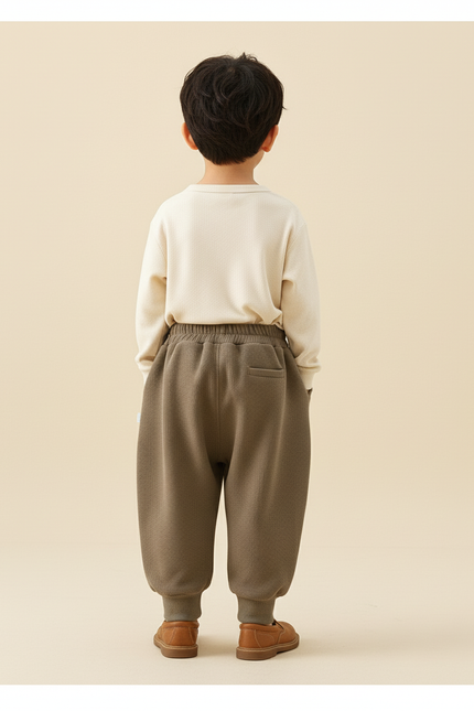 Pantalon Baggy Kaki Molleton Ample Confortable Enfant - vue 2