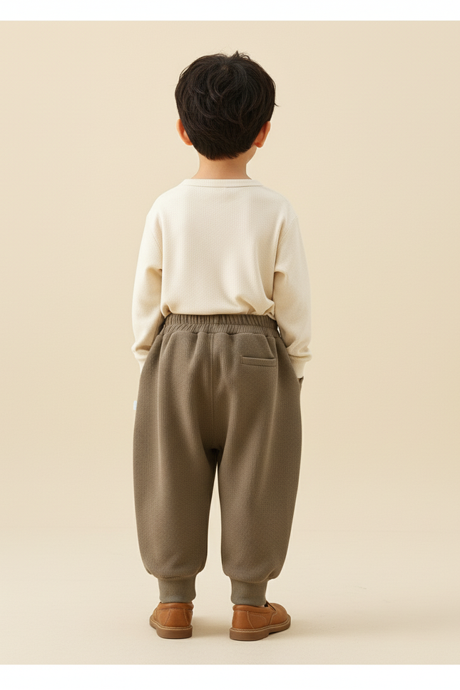 Pantalon Baggy Kaki Molleton Ample Confortable Enfant - vue 2