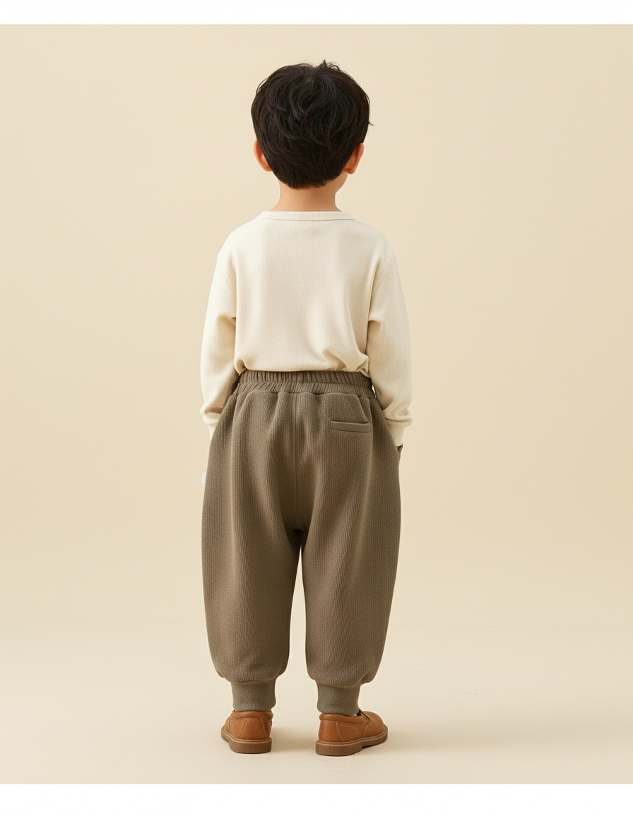 Pantalon Baggy Kaki Molleton Ample Confortable Enfant - vue 2