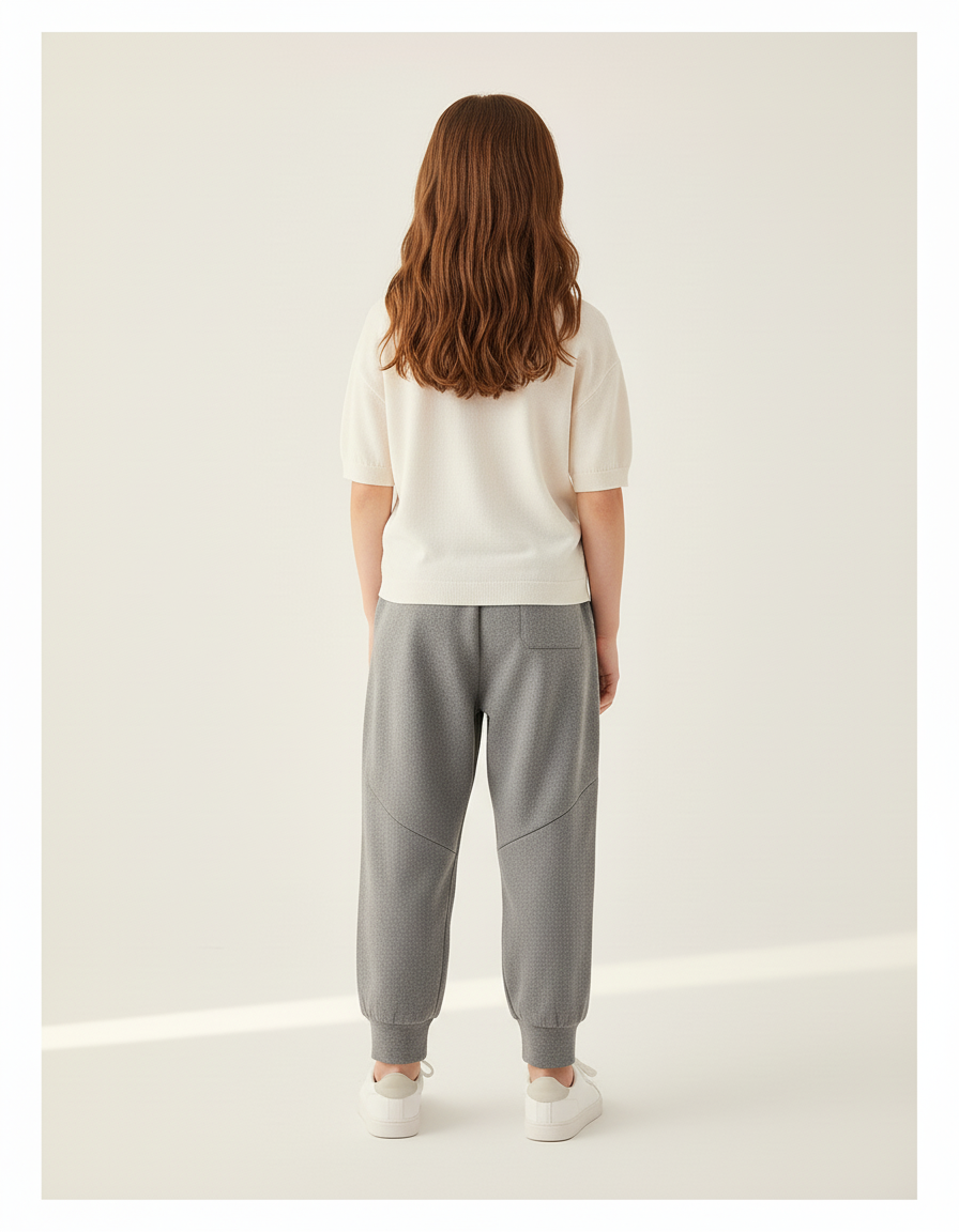 Pantalon Baggy Gris Molletonné Sportif Rayures Blanches Enfant - vue 2
