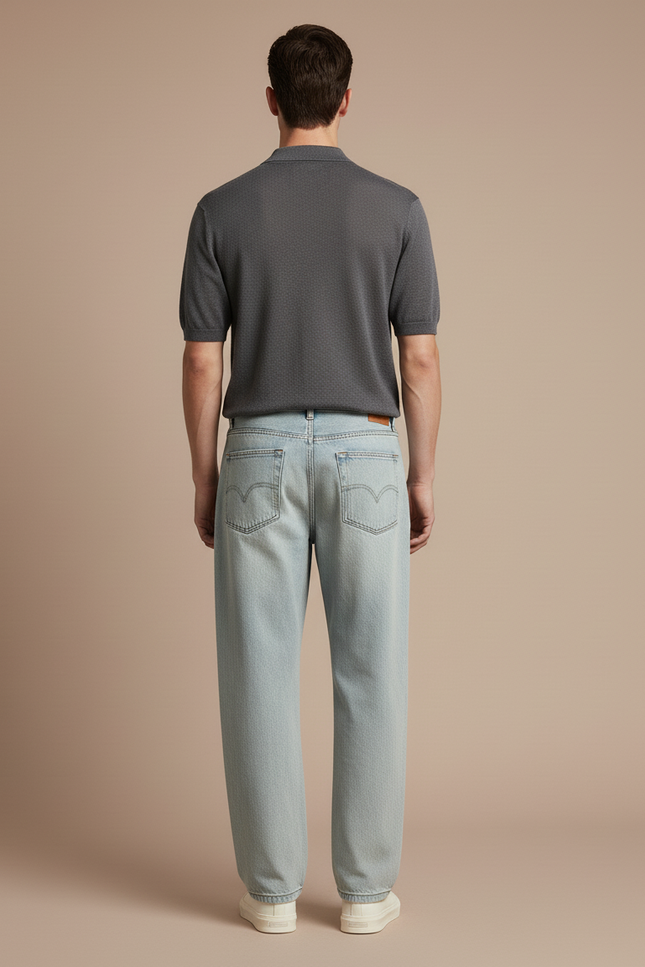 Pantalon Baggy Bleu Clair Décontracté Ample Coton Homme - Jean - vue 2
