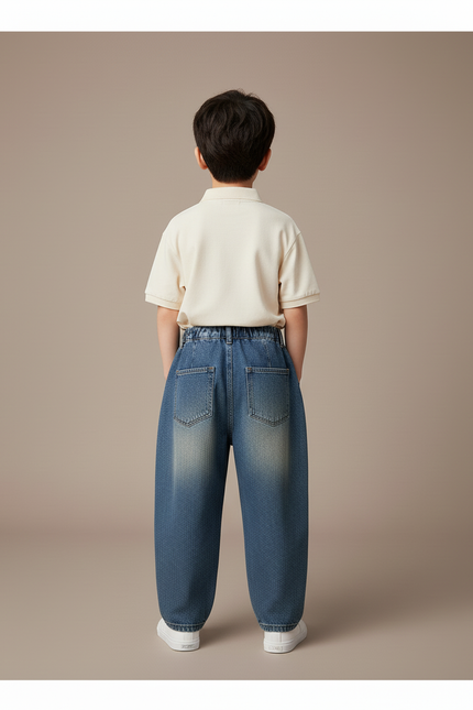 Pantalon Baggy Jean Bleu Ample Garçon Décontracté - vue 2