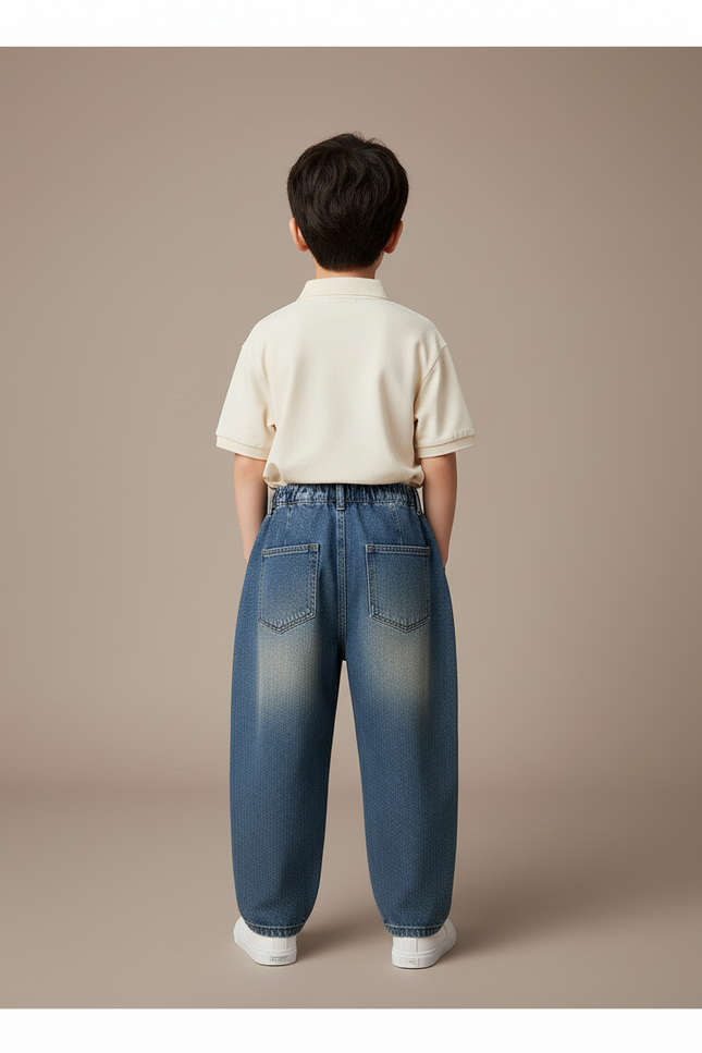 Pantalon Baggy Jean Bleu Ample Garçon Décontracté - vue 2