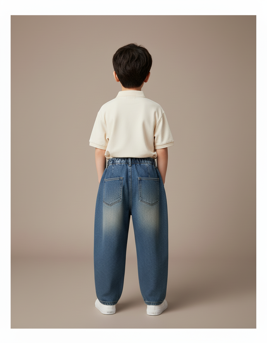 Pantalon Baggy Jean Bleu Ample Garçon Décontracté - vue 2