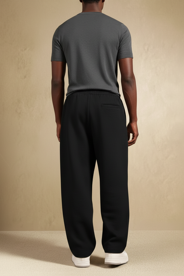 Pantalon Baggy Noir Ample Droit Homme Décontracté - Molleton - vue 2