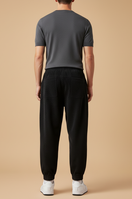 Pantalon Baggy Sport - Noir Cordé - vue 2