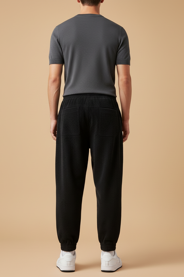 Pantalon Baggy Sport - Noir Cordé - vue 2