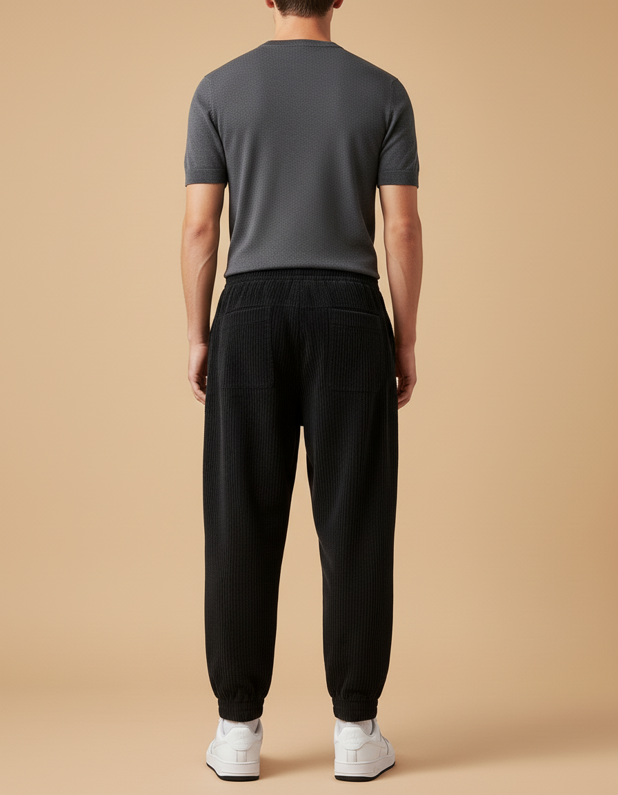 Pantalon Baggy Sport - Noir Cordé - vue 2