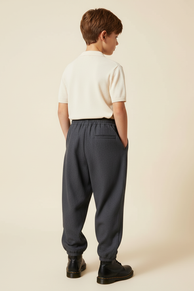 Pantalon Baggy Gris Foncé Ample Élastique Enfant - Laine - vue 2