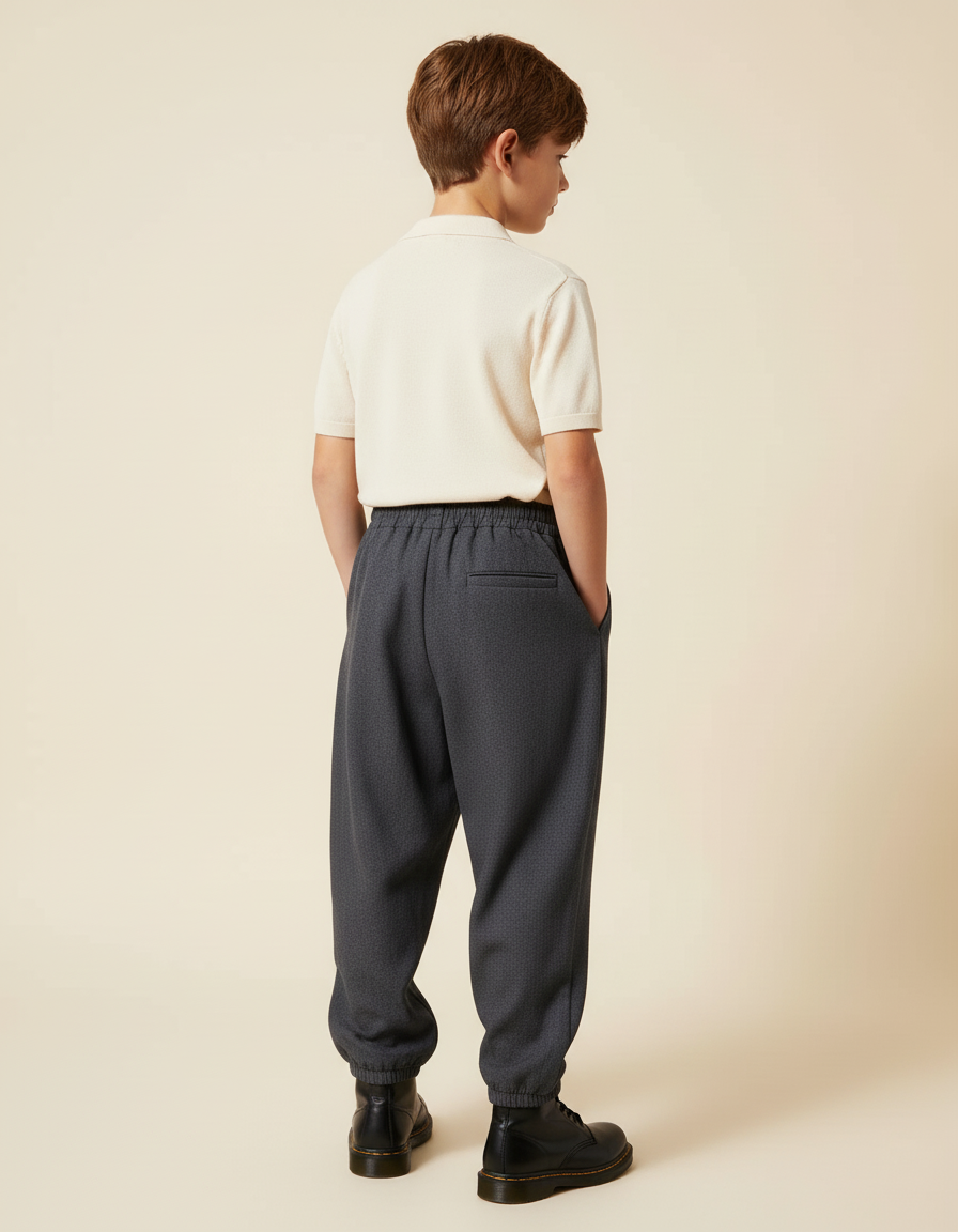 Pantalon Baggy Gris Foncé Ample Élastique Enfant - Laine - vue 2
