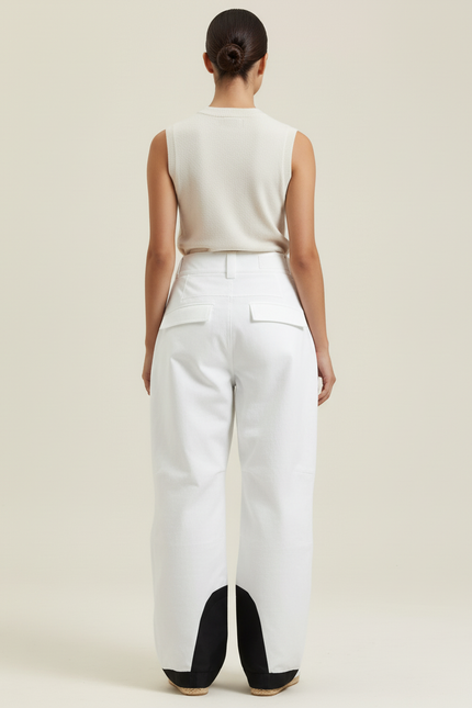 Pantalon Baggy Blanc Ample Zippé Sport Femme - Polyester - vue 2