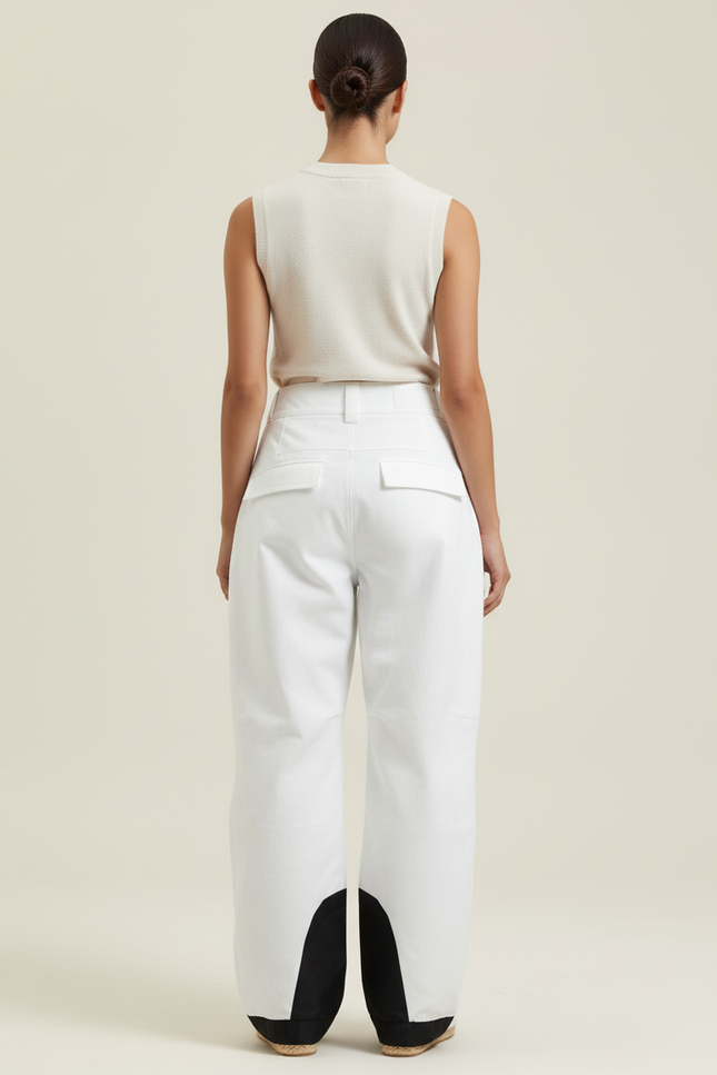 Pantalon Baggy Blanc Ample Zippé Sport Femme - Polyester - vue 2
