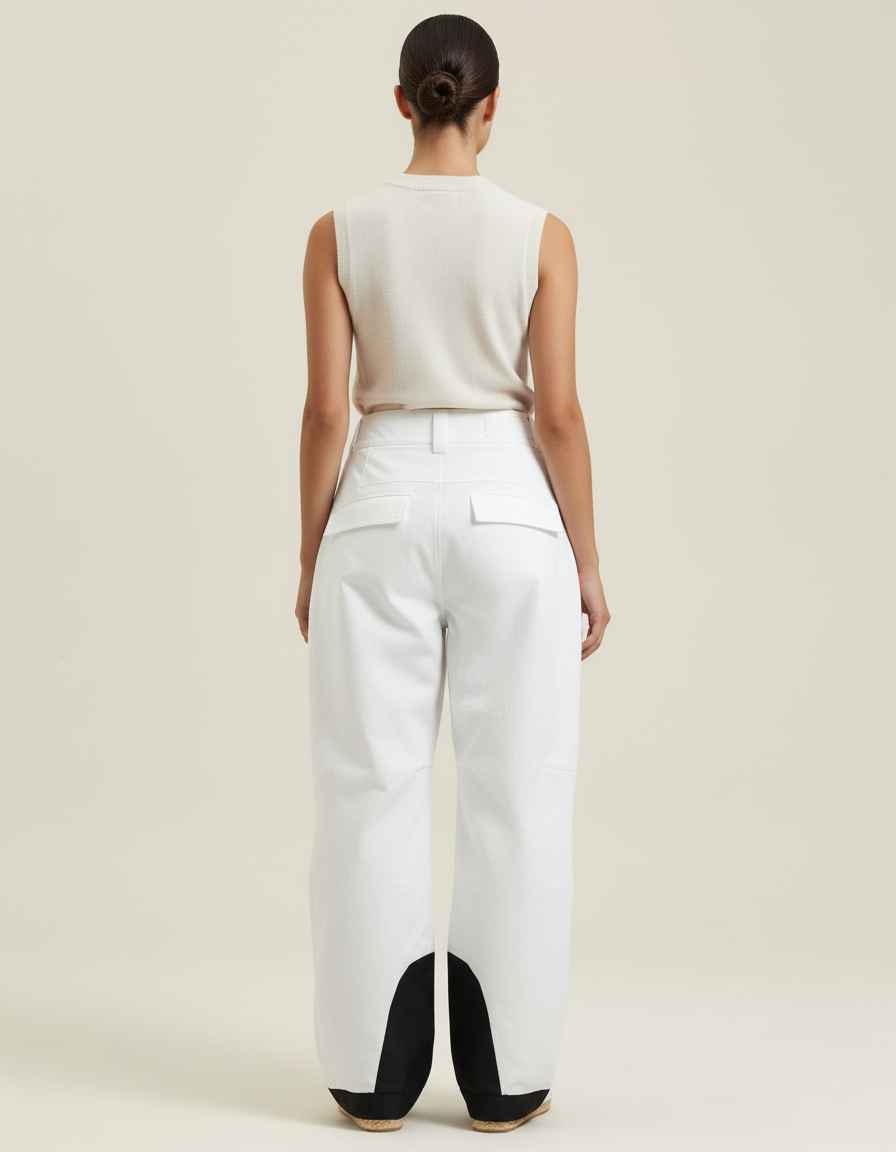 Pantalon Baggy Blanc Ample Zippé Sport Femme - Polyester - vue 2