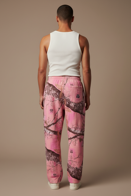 Pantalon Baggy Rose Camouflage Ample Décontracté Homme Cordon - Molleton - vue 2