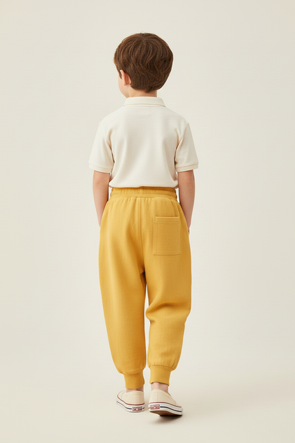 Pantalon Baggy Jaune Ample Décontracté Coton Enfant Sport - Molleton - vue 2
