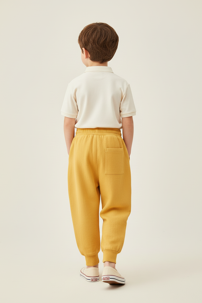 Pantalon Baggy Jaune Ample Décontracté Coton Enfant Sport - Molleton - vue 2