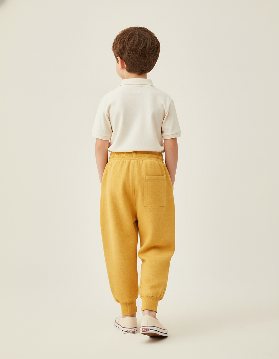 Pantalon Baggy Jaune Ample Décontracté Coton Enfant Sport - Molleton - vue 2