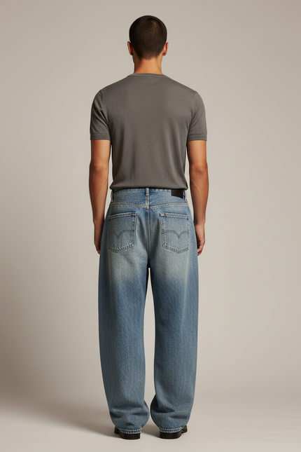 Pantalon Baggy Homme Americain - Bleu Jean - vue 2