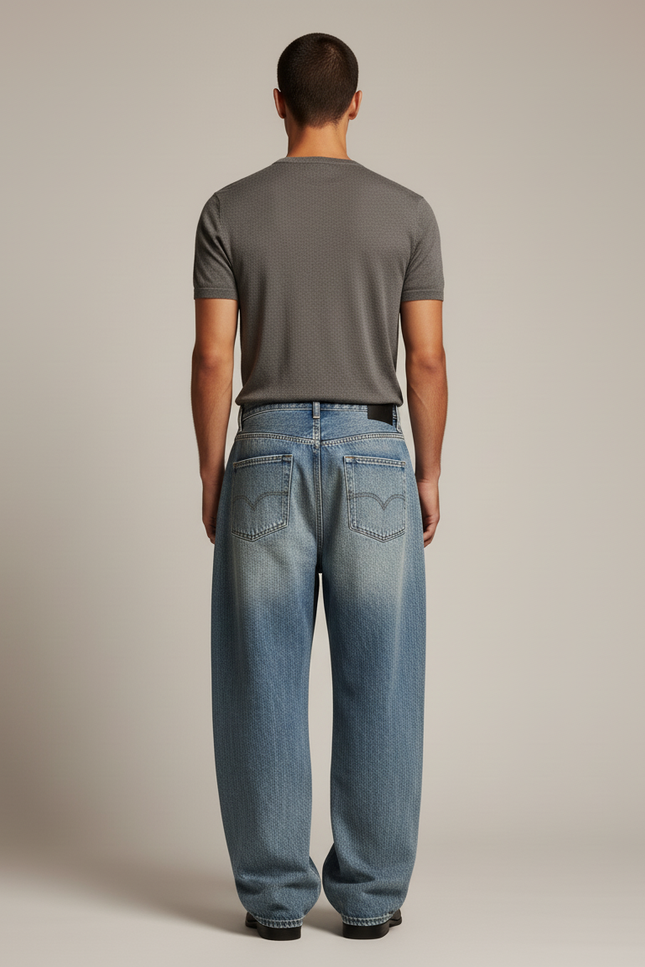 Pantalon Baggy Homme Americain - Bleu Jean - vue 2
