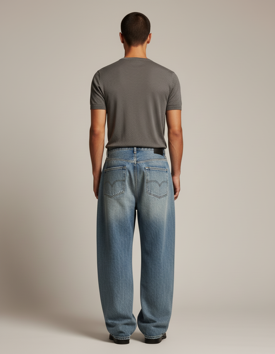 Pantalon Baggy Homme Americain - Bleu Jean - vue 2