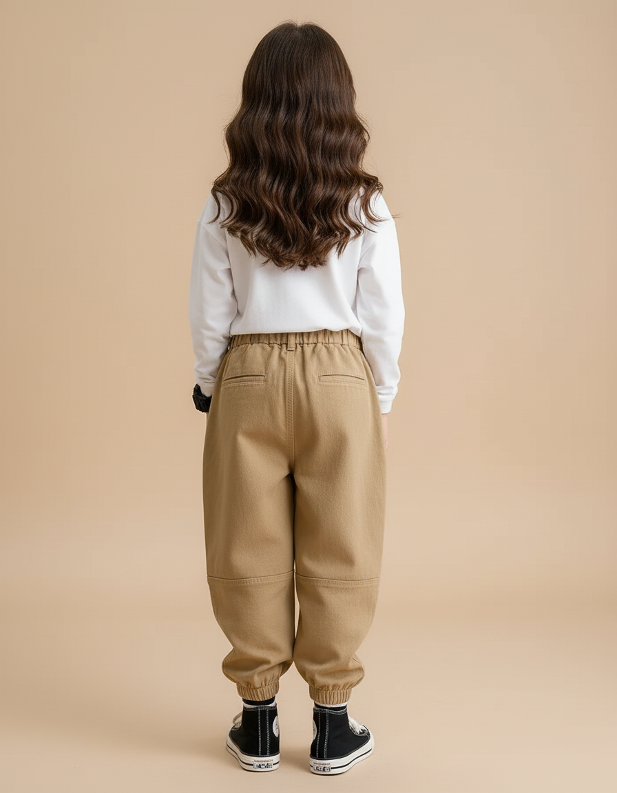 Pantalon Baggy Kaki Ample Coton Enfant Cargo - vue 2
