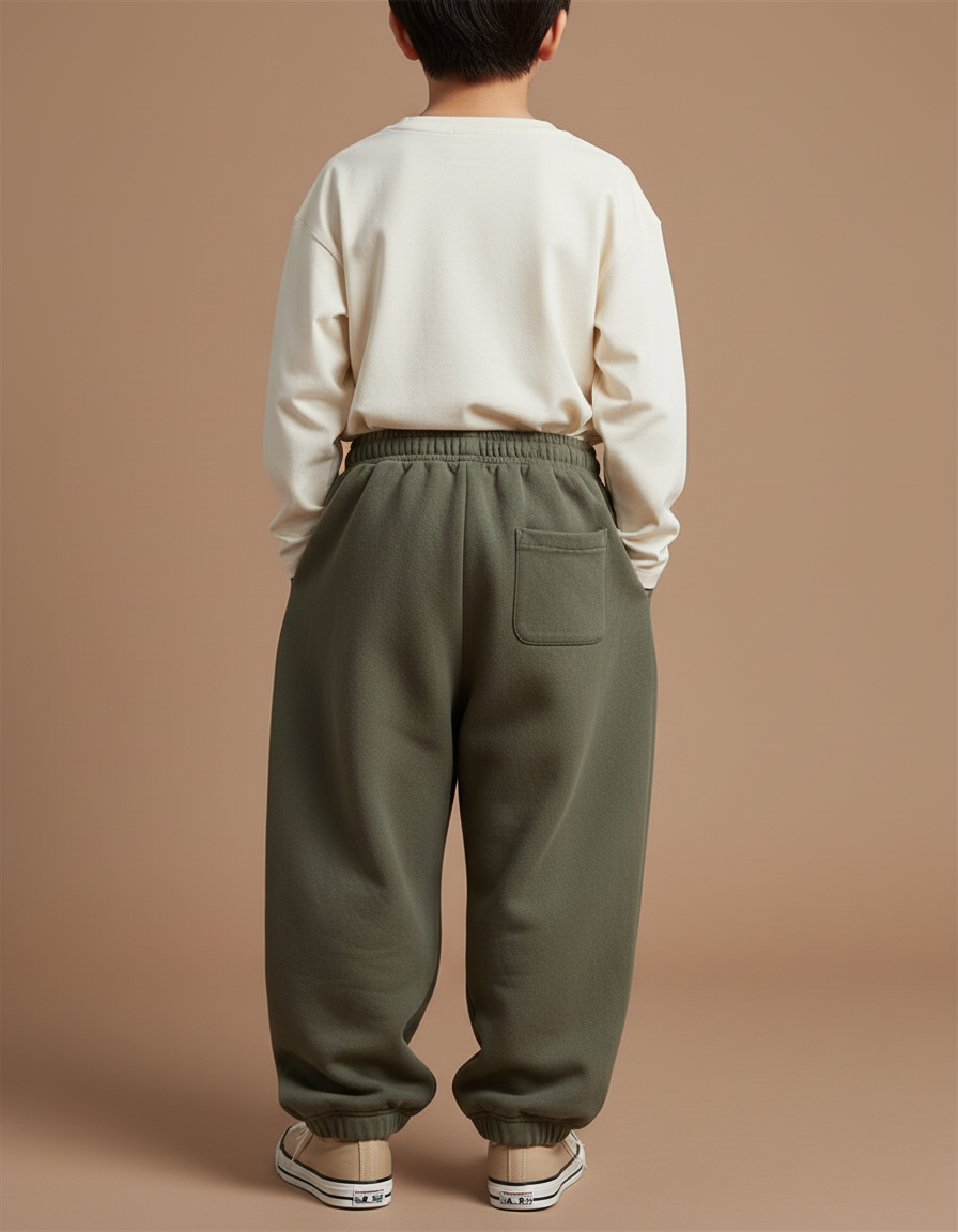Pantalon Baggy Kaki Molletonné Ample Brodé Sport Enfant - vue 2