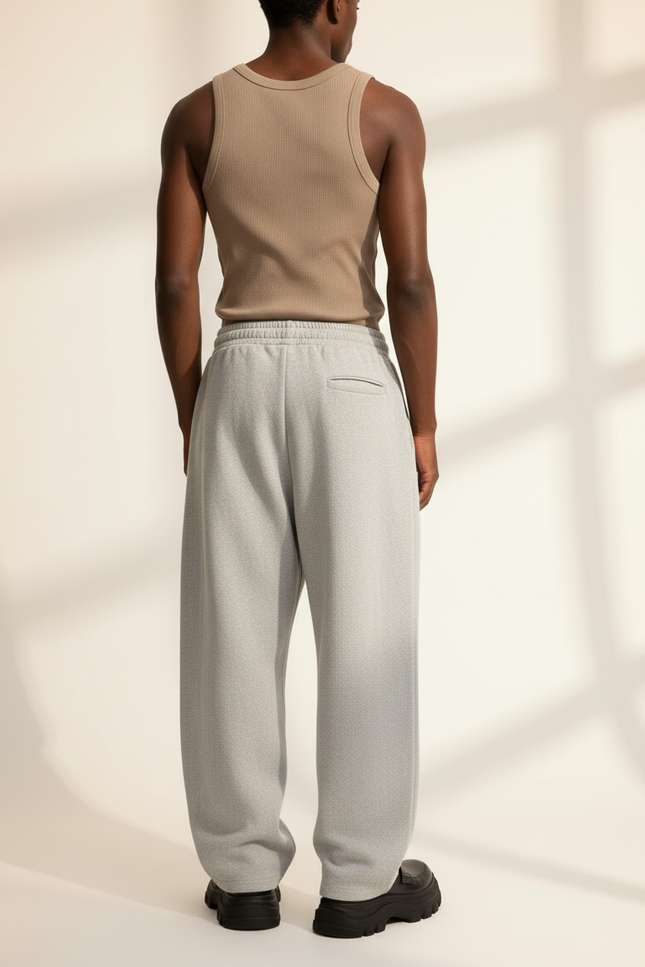Pantalon Baggy Gris Molleton Ample Homme Décontracté - vue 2