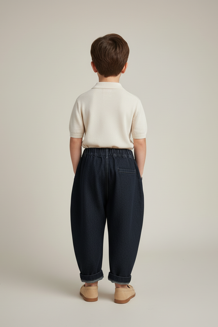 Pantalon Baggy Denim Bleu Ample Garçon Confortable - Marine Jean - vue 2
