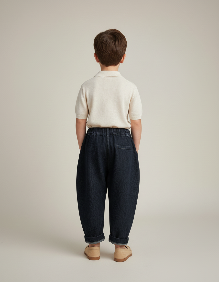 Pantalon Baggy Denim Bleu Ample Garçon Confortable - Marine Jean - vue 2