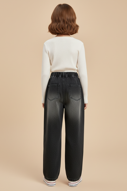 Pantalon Baggy Denim Dégradé Ample Enfant - Gris Jean - vue 2