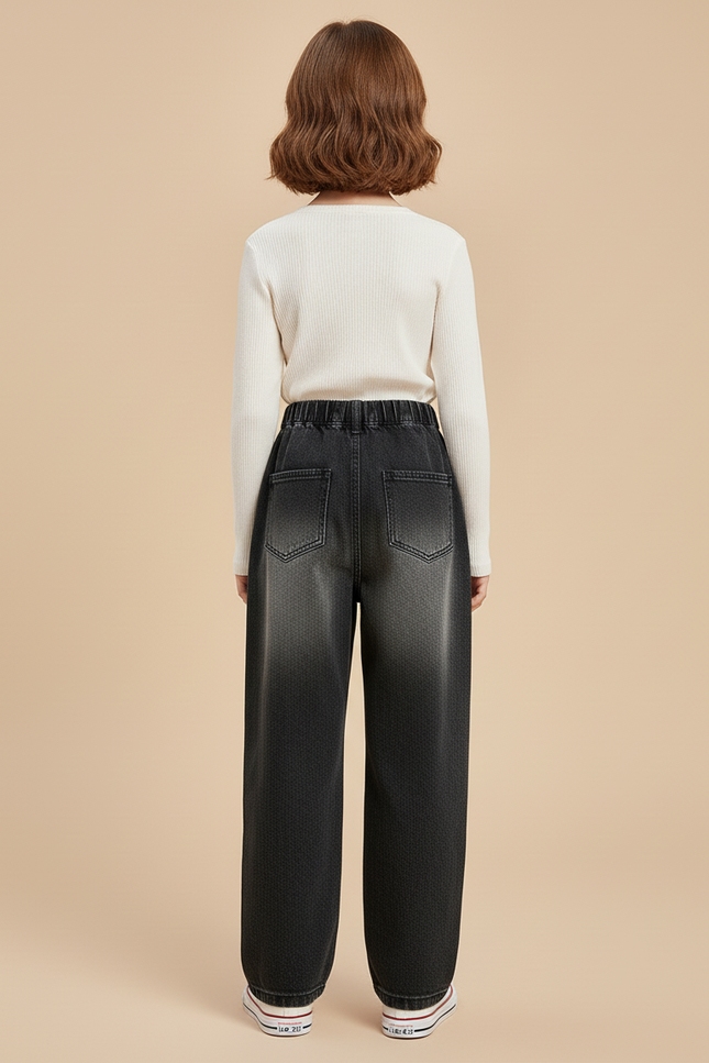 Pantalon Baggy Denim Dégradé Ample Enfant - Gris Jean - vue 2