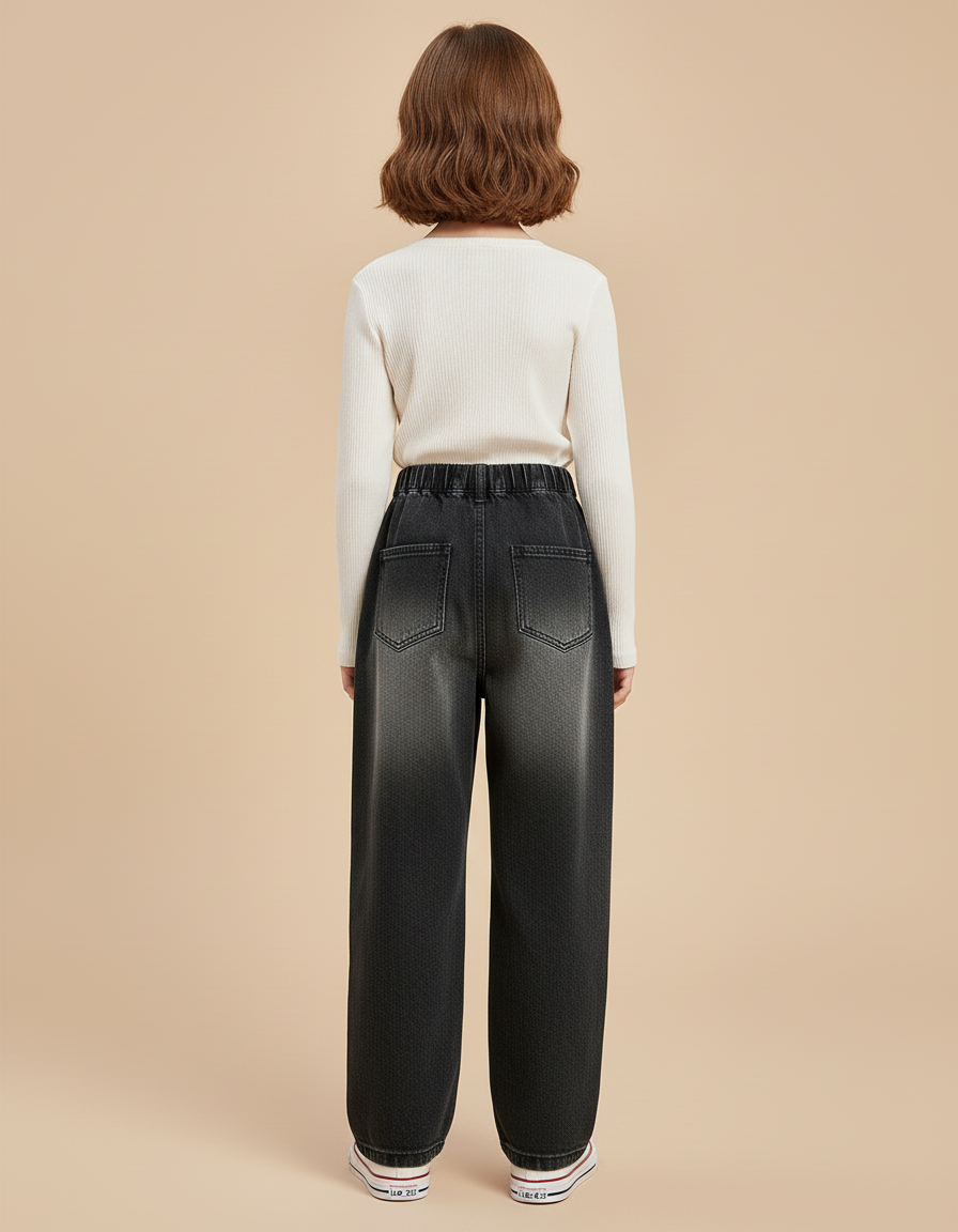 Pantalon Baggy Denim Dégradé Ample Enfant - Gris Jean - vue 2