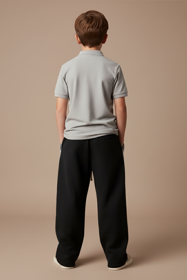 Pantalon Baggy Noir Rayures Blanches Sport Décontracté Enfant - Molleton - vue 2