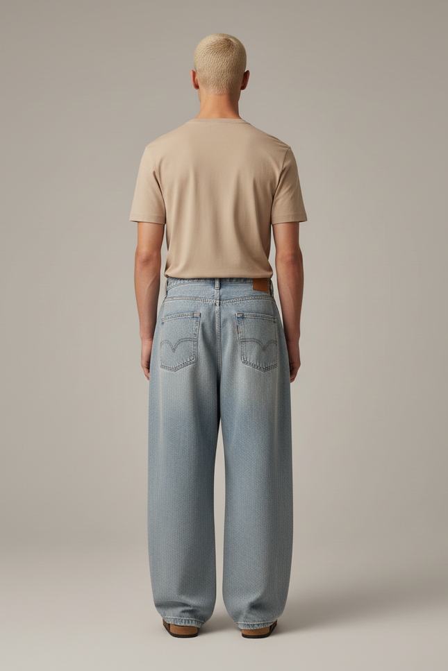 Pantalon Baggy Jean Clair Ample Plissé Unisexe - Bleu - vue 2