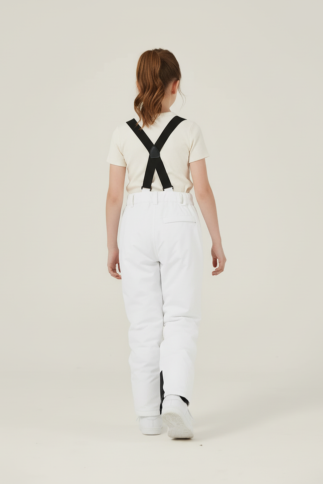 Pantalon Baggy Blanc Imperméable Bretelles Ski Enfant - Polyester - vue 2