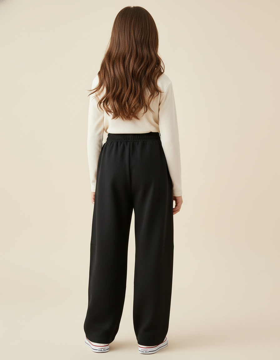 Pantalon Baggy Noir Coton Ample Sport Fille - Molleton - vue 2