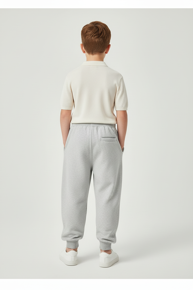 Pantalon Baggy Gris Molletonné Imprimé Décontracté Enfant - vue 2