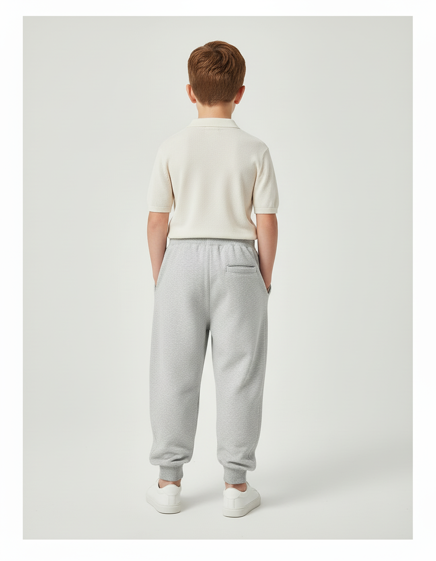 Pantalon Baggy Gris Molletonné Imprimé Décontracté Enfant - vue 2