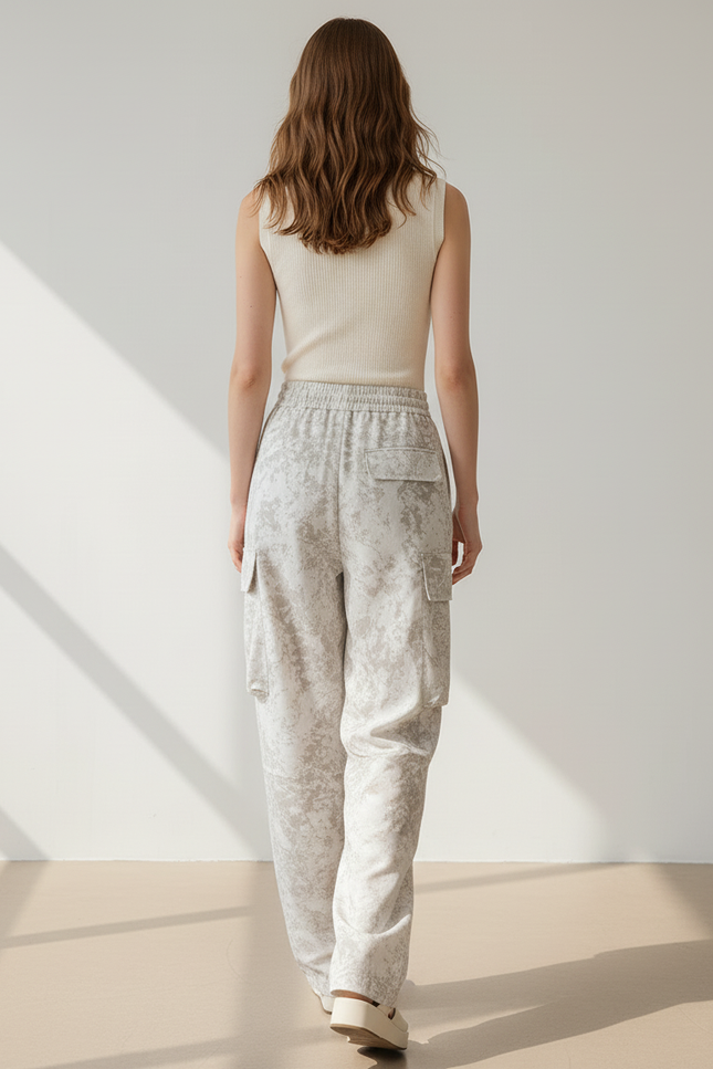 Pantalon Baggy Imprimé Ample Cargo Élastique Femme - Molleton - vue 2