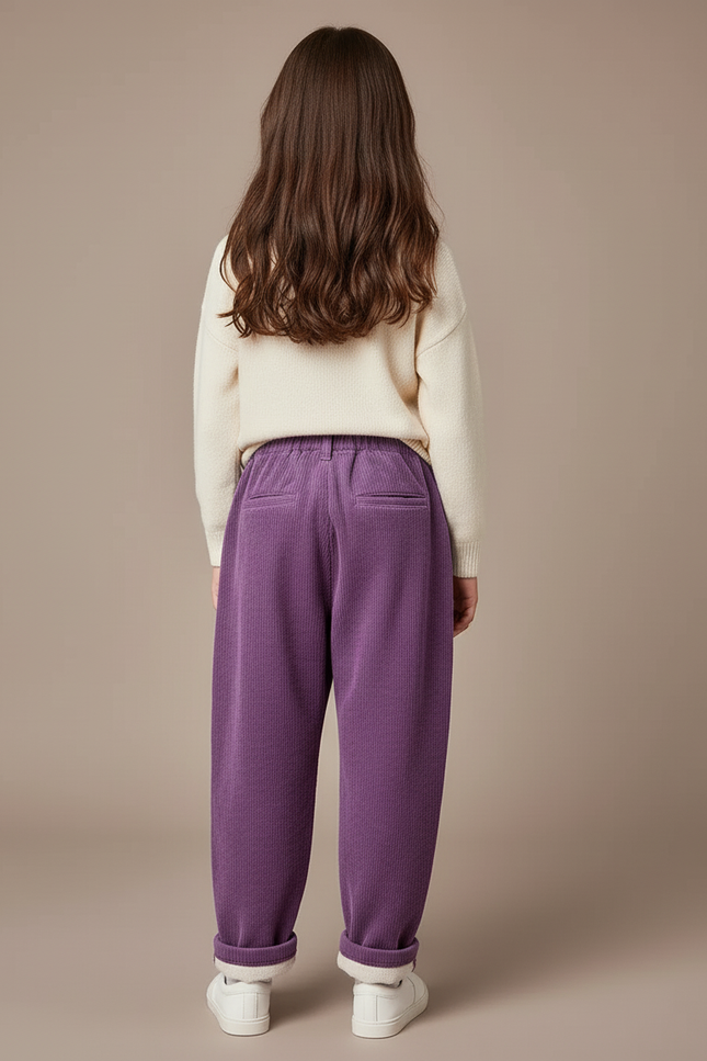 Pantalon Baggy Violet Côtelé Ample Décontracté Enfant - Cordé - vue 2