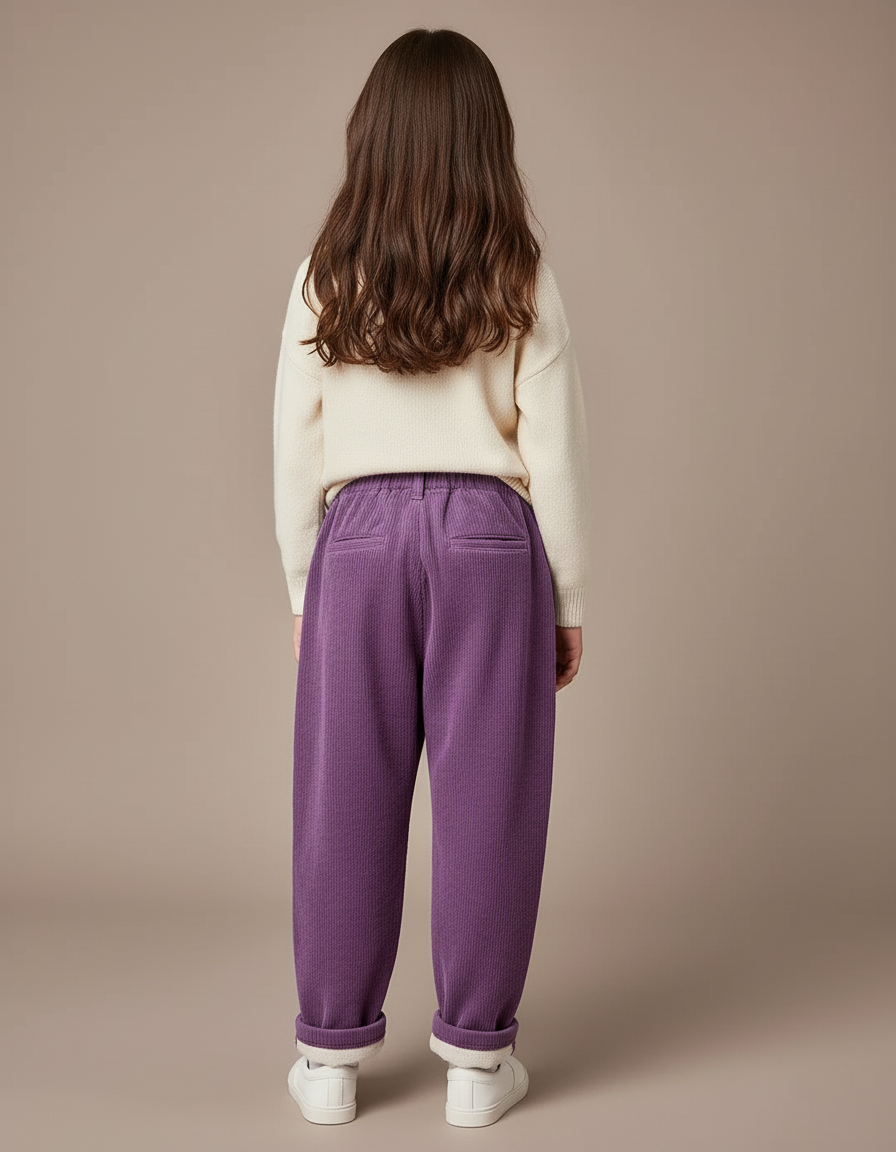 Pantalon Baggy Violet Côtelé Ample Décontracté Enfant - Cordé - vue 2
